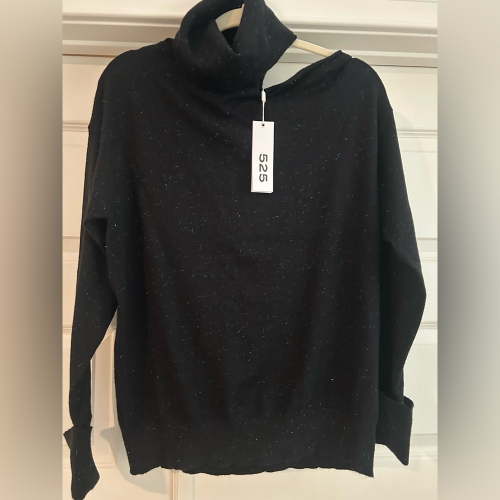 525 America Midnight Black Cowl Neck Sweater